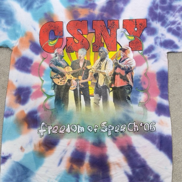 CSNY Tie Dye Tour T-Shirt 2006 Freedom of Speech Concert Mens M Rock Band VTG - Picture 5 of 16